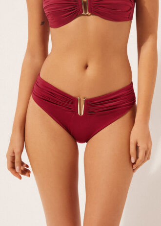 Badehose mit hoher Taille aus glänzendem Satin