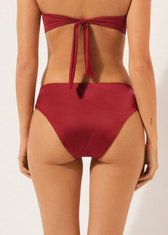 Badehose mit hoher Taille aus glänzendem Satin
