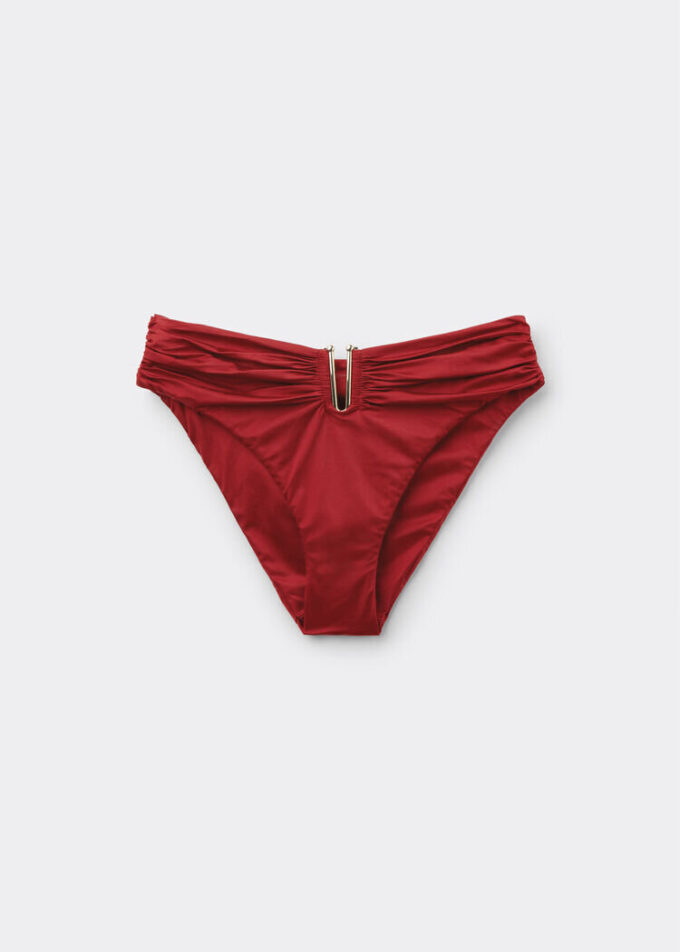 Badehose mit hoher Taille aus glänzendem Satin