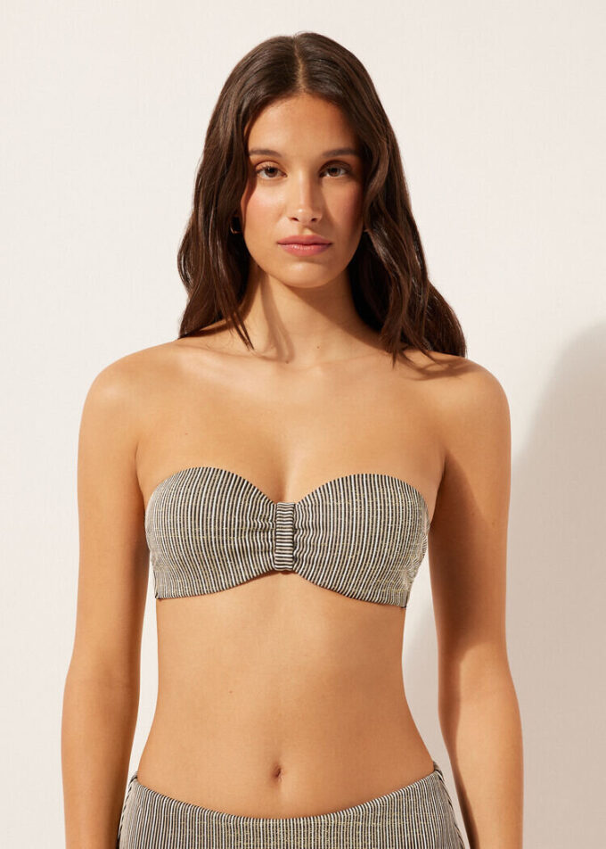 Bandeau-Bikini-Oberteil Golden Stripes