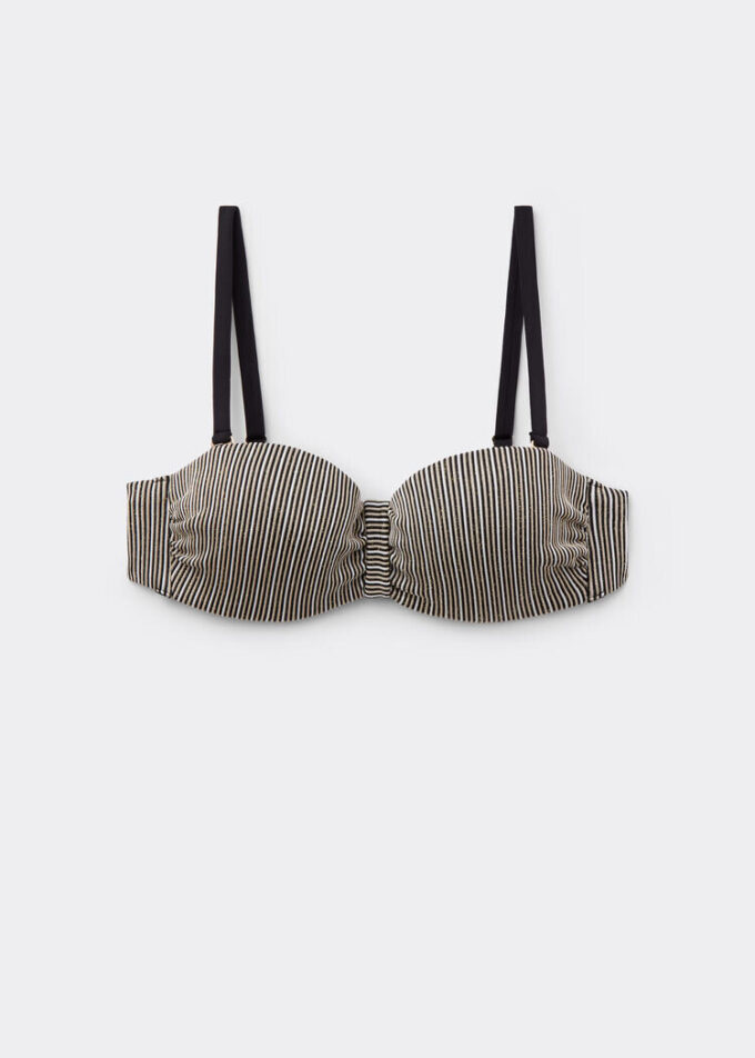 Bandeau-Bikini-Oberteil Golden Stripes