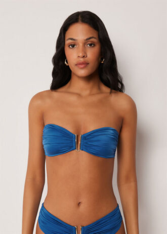 Bandeau-Bikinioberteil aus glänzendem Satin