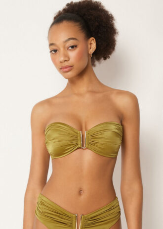 Bandeau-Bikinioberteil aus glänzendem Satin