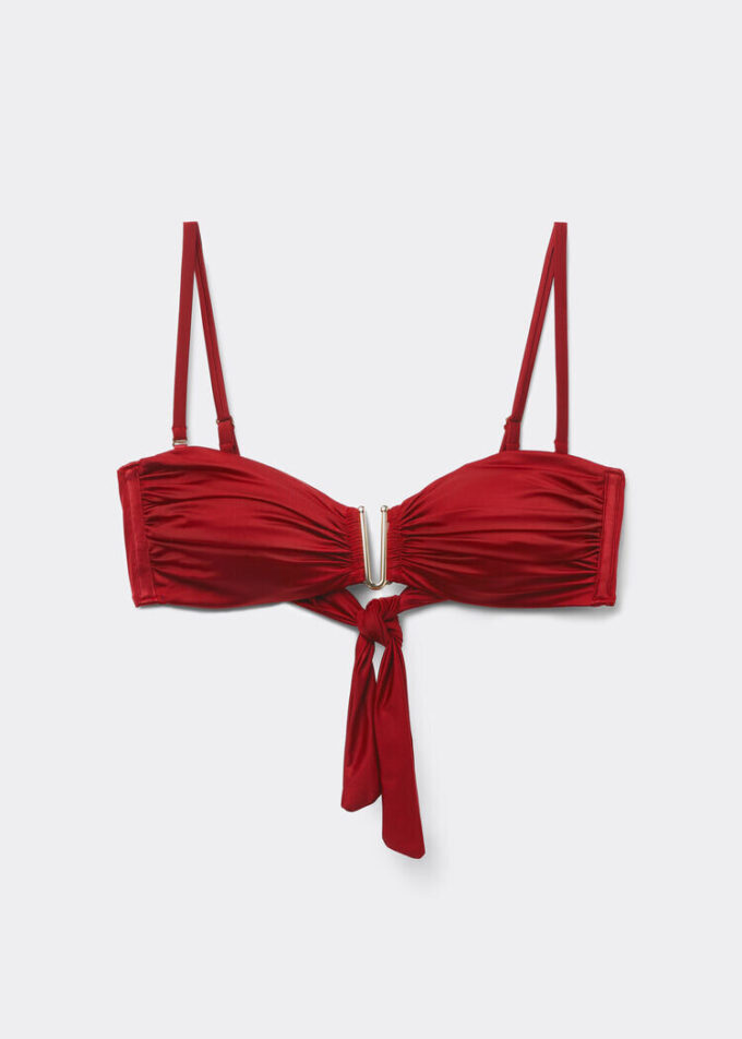 Bandeau-Bikinioberteil aus glänzendem Satin