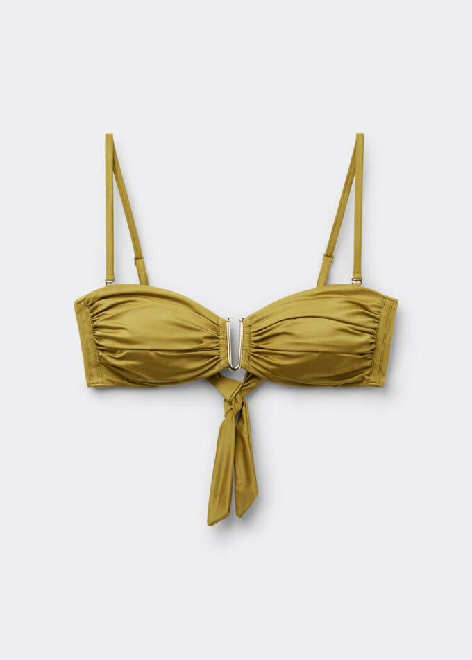 Bandeau-Bikinioberteil aus glänzendem Satin
