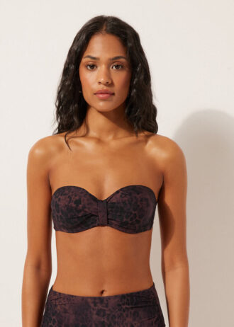 Bandeau-Bikinioberteil Dark Animalier