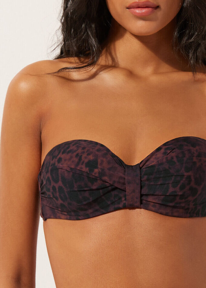 Bandeau-Bikinioberteil Dark Animalier