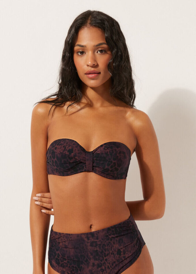 Bandeau-Bikinioberteil Dark Animalier