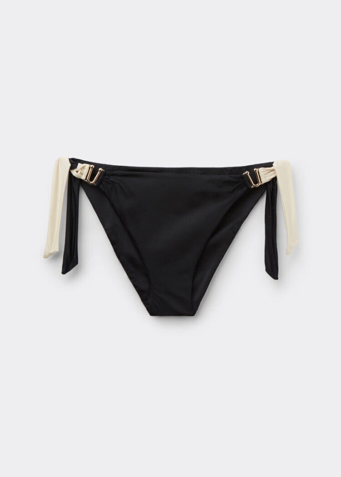 Bikini-Höschen mit Bindebändern, elegant, zweifarbig