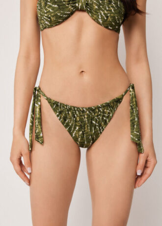 Bikini-Höschen mit Bindebändern in natürlichem Tie-Dye-Look