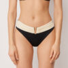 Bikini-Höschen mit hoher Taille, elegant, zweifarbig