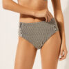Bikini-Höschen mit hoher Taille und goldenen Streifen