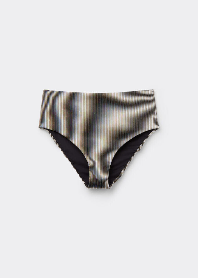 Bikini-Höschen mit hoher Taille und goldenen Streifen