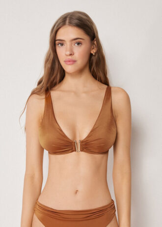Bikini-Oberteil im Tank-Stil aus glänzendem Satin