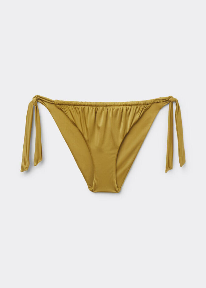 Bikinihosen mit seitlicher Schnürung aus glänzendem Satin