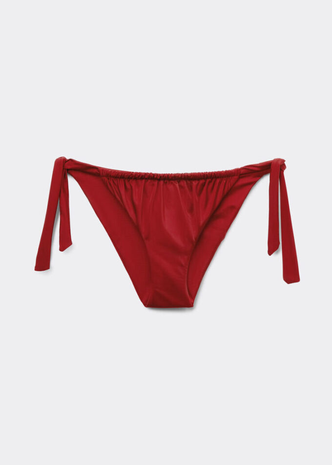 Bikinihosen mit seitlicher Schnürung aus glänzendem Satin