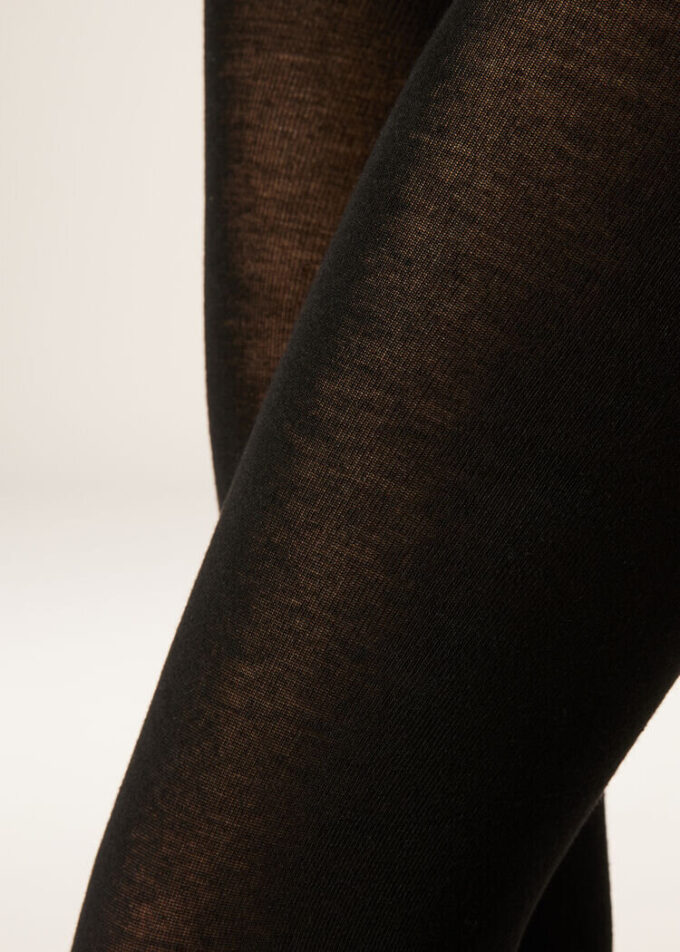 Blickdichte, matte Strumpfhose aus Kaschmir und Modal