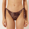 Braune Badehose mit Schnürung im Animal-Print