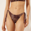 Braune Badehose mit Schnürung im Animal-Print