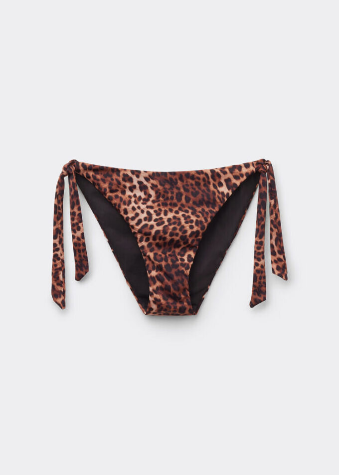 Braune Badehose mit Schnürung im Animal-Print