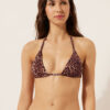 Braunes Triangel-Bikinioberteil mit Animal-Print