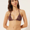 Braunes Triangel-Bikinioberteil mit Animal-Print