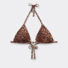 Braunes Triangel-Bikinioberteil mit Animal-Print