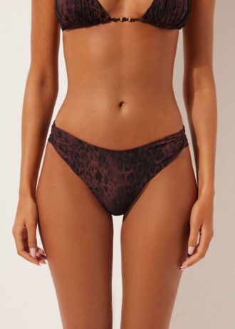 Brazilian-Bikinihose in dunklem Animal-Print