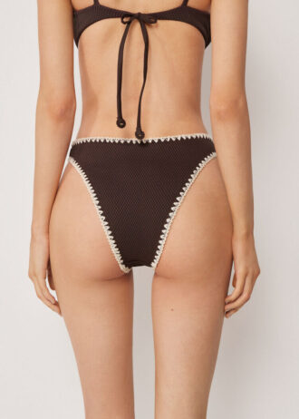 Brazilian-Bikinihosen mit hoher Taille und zweifarbiger Stickerei