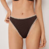 Brazilian-Bikinihosen mit hoher Taille und zweifarbiger Stickerei