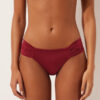 Drapierte Brazilian-Bikinihose aus glänzendem Satin