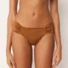 Drapierte Brazilian-Bikinihose aus glänzendem Satin