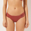 Drapierte Brazilian-Bikinihose aus glänzendem Satin