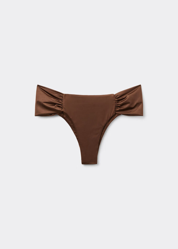 Drapierte Brazilian-Bikinihose aus glänzendem Satin