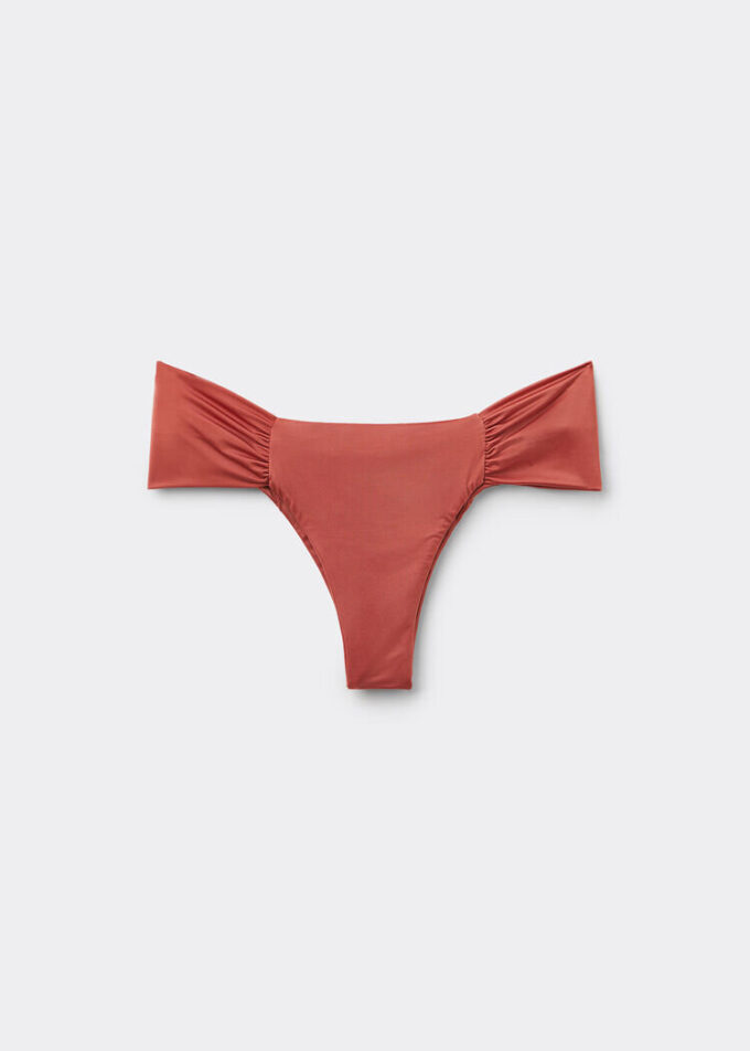 Drapierte Brazilian-Bikinihose aus glänzendem Satin