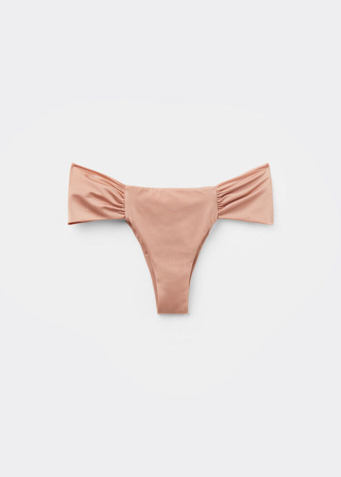 Drapierte Brazilian-Bikinihose aus glänzendem Satin
