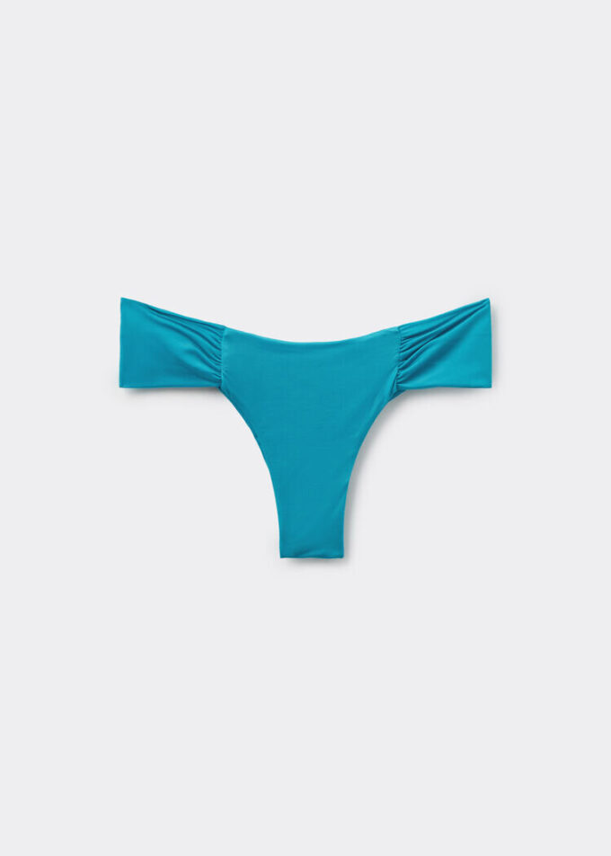 Drapierte Brazilian-Bikinihose aus glänzendem Satin