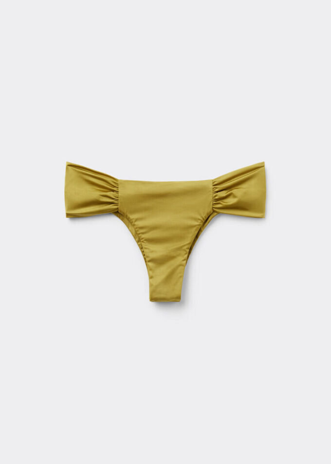 Drapierte Brazilian-Bikinihose aus glänzendem Satin