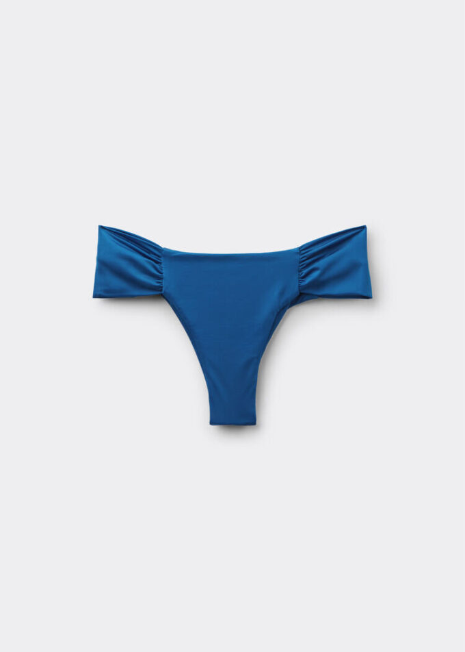 Drapierte Brazilian-Bikinihose aus glänzendem Satin