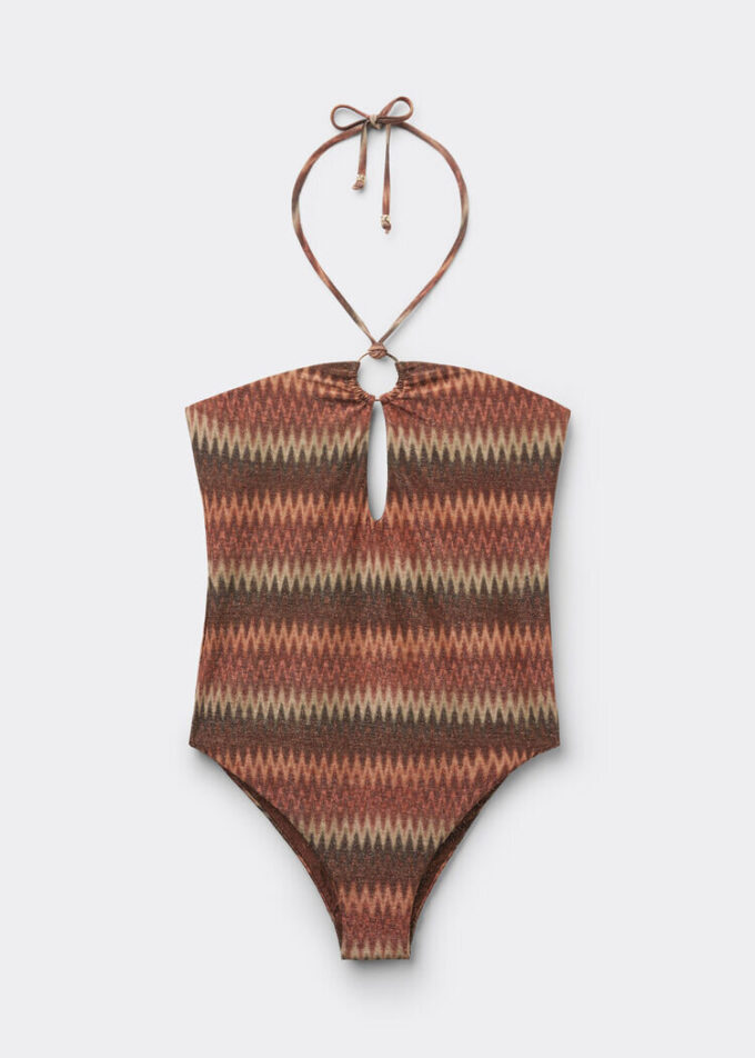 Einteiliger Badeanzug Golden Chevron