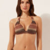 Gefüttertes Triangel-Bikinioberteil mit goldenem Chevron-Muster