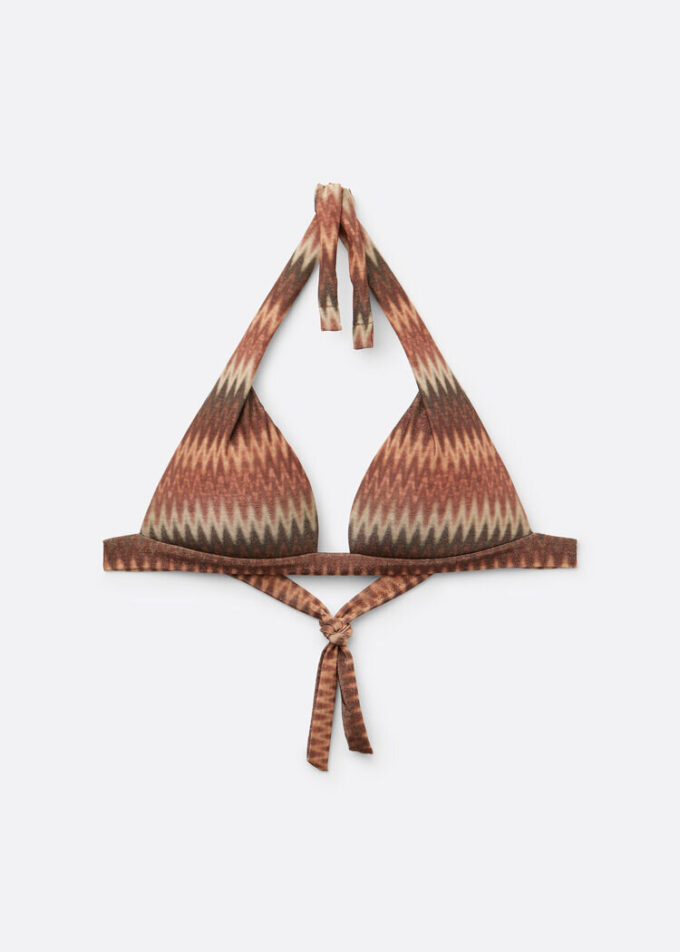Gefüttertes Triangel-Bikinioberteil mit goldenem Chevron-Muster