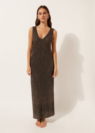 Gehäkeltes Lamé-Maxikleid