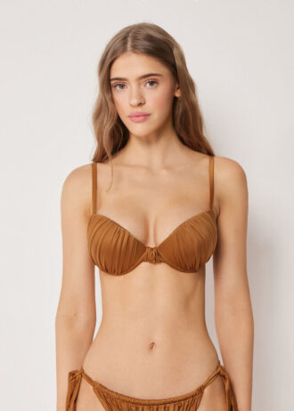 Gepolstertes Push-up-Bikinioberteil aus glänzendem Satin