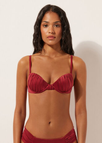 Gepolstertes Push-up-Bikinioberteil aus glänzendem Satin