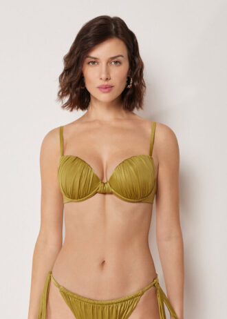 Gepolstertes Push-up-Bikinioberteil aus glänzendem Satin