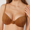 Gepolstertes Push-up-Bikinioberteil aus glänzendem Satin