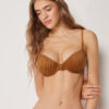 Gepolstertes Push-up-Bikinioberteil aus glänzendem Satin
