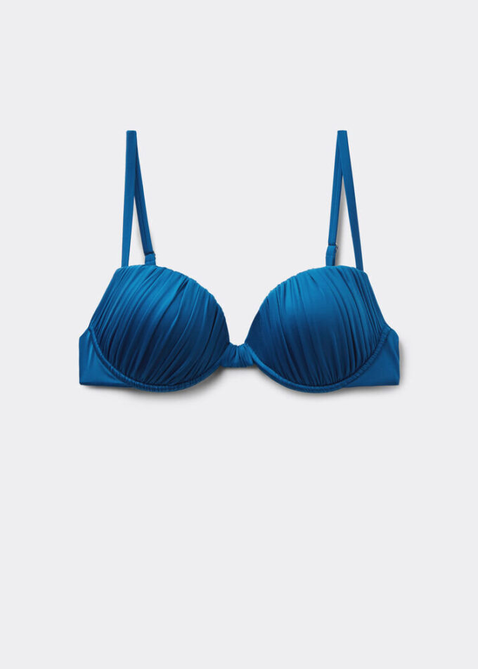 Gepolstertes Push-up-Bikinioberteil aus glänzendem Satin