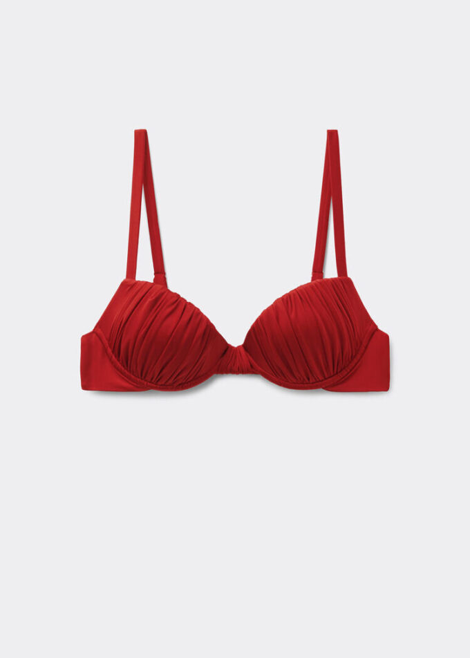 Gepolstertes Push-up-Bikinioberteil aus glänzendem Satin